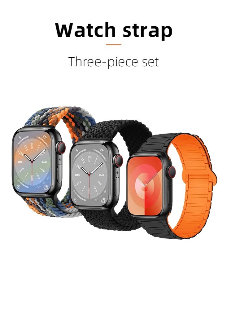 Wolfation لك 3 عبوة من الأشرطة الرياضية متوافقة مع شريط Apple Watch مقاس 38 مم و40 مم و41 مم و42 مم و44 مم و45 مم و49 مم، أشرطة مصنوعة من السيليكون الناعم مقاومة للماء متوافقة مع iWatch Apple Watch Series - Image 1